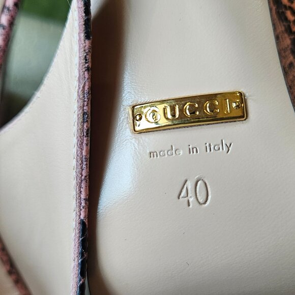 Gucci Pink & Black Python Print Heels - Picture 5 of 10